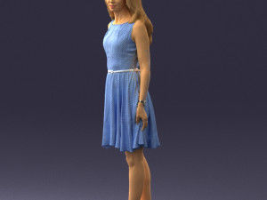 woman in blue dress 0100 Modello 3D