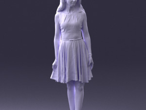 woman in blue dress 0100 Modello 3D
