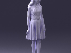 woman in blue dress 0100 Modello 3D