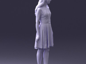 woman in blue dress 0100 Modello 3D