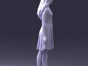 woman in blue dress 0100 Modello 3D