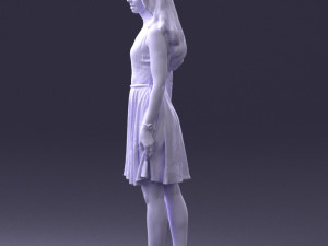 woman in blue dress 0100 Modello 3D