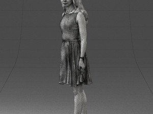 woman in blue dress 0100 Modello 3D