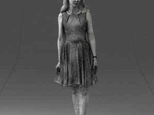 woman in blue dress 0100 Modello 3D