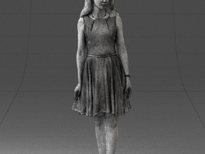 woman in blue dress 0100 Modello 3D