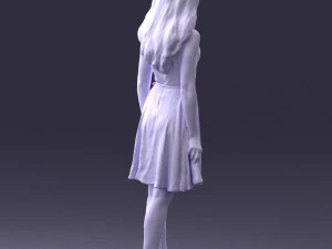 000434 Woman Character in Blue Dress Walking Pose 3D Scan 3dp 3D Print Model