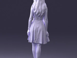 000434 Woman Character in Blue Dress Walking Pose 3D Scan 3dp 3D Print Model
