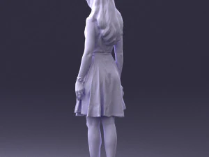 000434 Woman Character in Blue Dress Walking Pose 3D Scan 3dp 3D Print Model