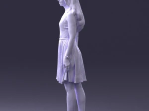 000434 Woman Character in Blue Dress Walking Pose 3D Scan 3dp 3D Print Model