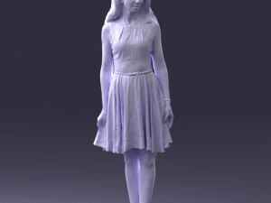 000434 Woman Character in Blue Dress Walking Pose 3D Scan 3dp 3D Print Model