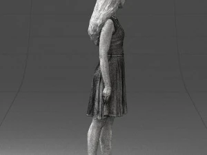 000434 Woman Character in Blue Dress Walking Pose 3D Scan 3dp 3D Print Model