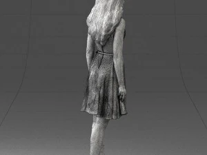 000434 Woman Character in Blue Dress Walking Pose 3D Scan 3dp 3D Print Model