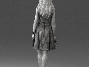 000434 Woman Character in Blue Dress Walking Pose 3D Scan 3dp 3D Print Model