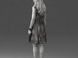 000434 Woman Character in Blue Dress Walking Pose 3D Scan 3dp 3D Print Model