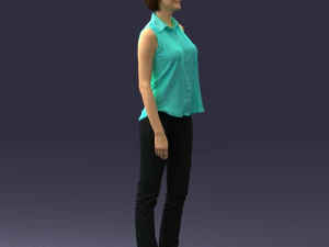000437 Realistic Young Woman in Casual Outfit Standing Pose 3D Model