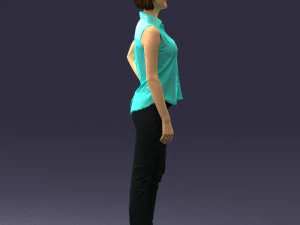 000437 Realistic Young Woman in Casual Outfit Standing Pose 3D Model