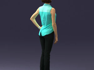 000437 Realistic Young Woman in Casual Outfit Standing Pose 3D Model