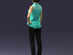 000437 Realistic Young Woman in Casual Outfit Standing Pose 3D Model