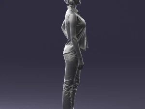 000437 Realistic Young Woman in Casual Outfit Standing Pose 3D Model