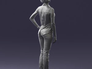 000437 Realistic Young Woman in Casual Outfit Standing Pose 3D Model