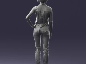 000437 Realistic Young Woman in Casual Outfit Standing Pose 3D Model
