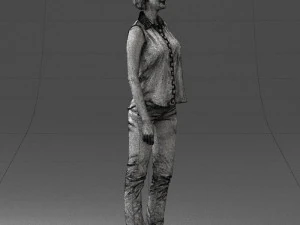 000437 Realistic Young Woman in Casual Outfit Standing Pose 3D Model