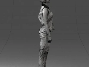 000437 Realistic Young Woman in Casual Outfit Standing Pose 3D Model