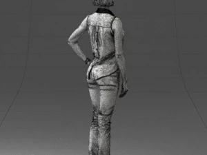 000437 Realistic Young Woman in Casual Outfit Standing Pose 3D Model