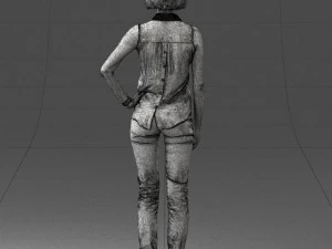 000437 Realistic Young Woman in Casual Outfit Standing Pose 3D Model