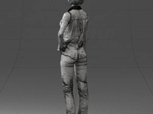 000437 Realistic Young Woman in Casual Outfit Standing Pose 3D Model