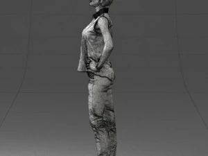 000437 Realistic Young Woman in Casual Outfit Standing Pose 3D Model