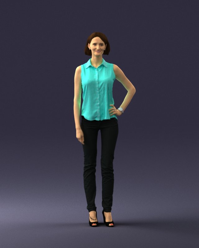 girl in blue blouse 0103 3d print ready Modello di stampa 3D .c4d .max .obj .3ds .fbx .stl .blend 