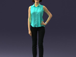girl in blue blouse 0103 3d print ready Modello di stampa 3D