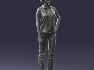 girl in blue blouse 0103 3d print ready Modello di stampa 3D