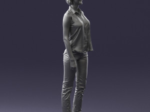 girl in blue blouse 0103 3d print ready Modello di stampa 3D