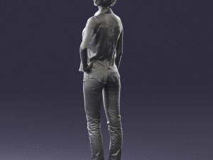 girl in blue blouse 0103 3d print ready Modello di stampa 3D