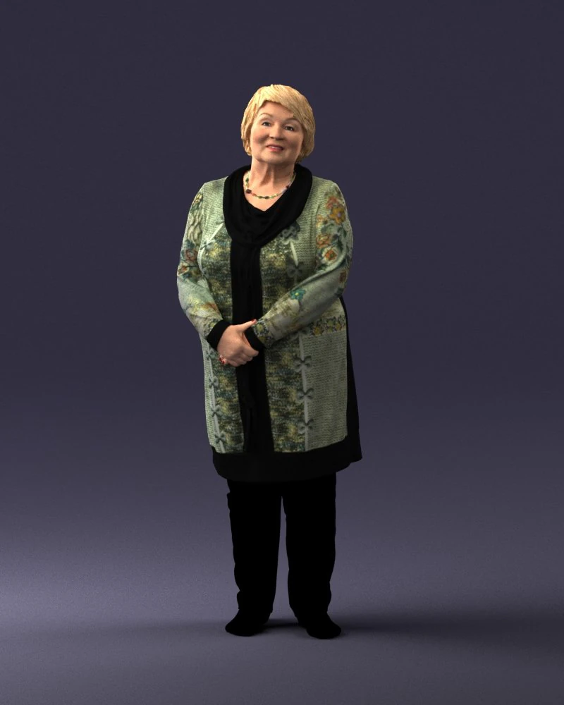 000440 Realistic Elderly Woman Standing Pose 3dp 3D Print Model .c4d .max .obj .3ds .fbx .stl .blend