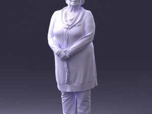 000440 Realistic Elderly Woman Standing Pose 3dp 3D Print Model