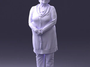 000440 Realistic Elderly Woman Standing Pose 3dp 3D Print Model