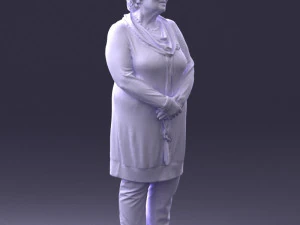 000440 Realistic Elderly Woman Standing Pose 3dp 3D Print Model