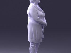 000440 Realistic Elderly Woman Standing Pose 3dp 3D Print Model