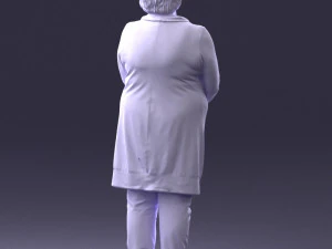 000440 Realistic Elderly Woman Standing Pose 3dp 3D Print Model