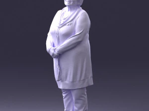 000440 Realistic Elderly Woman Standing Pose 3dp 3D Print Model