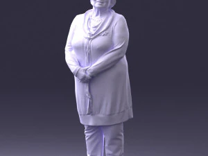 000440 Realistic Elderly Woman Standing Pose 3dp 3D Print Model