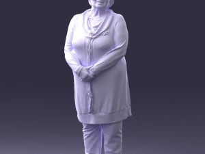 000440 Realistic Elderly Woman Standing Pose 3dp 3D Print Model