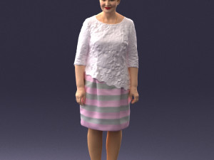 woman in white dress 0107 Modello 3D