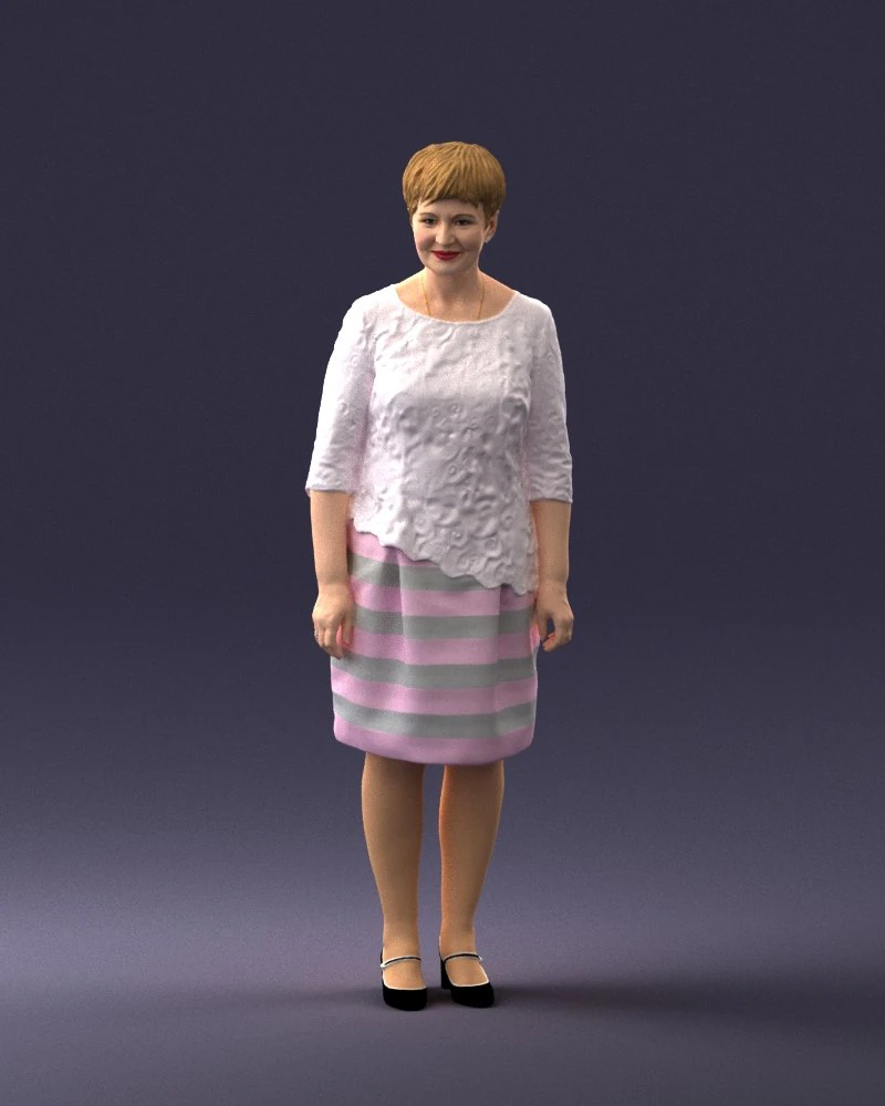 000441 Realistic Middle-Aged Woman Standing Pose 3dp 3D Print Model .c4d .max .obj .3ds .fbx .stl .blend 