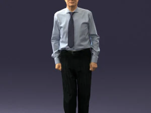 000435 Реалістичний літній чоловік у діловому вбранні стоячи, 3dp 3D Принт Модель