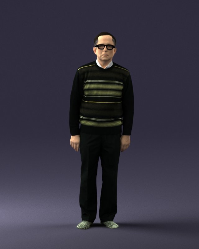 old man with glasses 0102 3d print ready Modelo de Impressão 3D .c4d .max .obj .3ds .fbx .stl .blend 