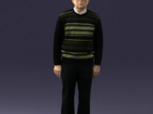 000436 Homem realista de meia-idade em su&eacute;ter casual em pose 3dp Modelo de Impressão 3D